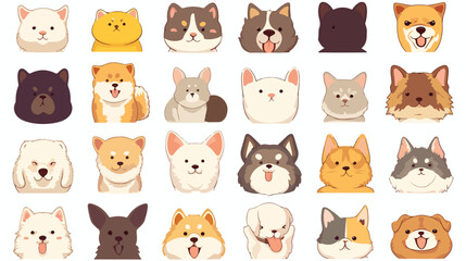 Vector pet friend color line outline icons for apps