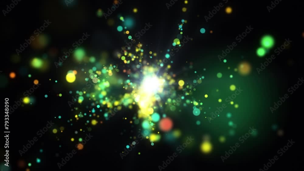 Poster 4k bokeh lights. holiday motion background. glowing particle abstract. 2160p 60fps. exploding partic