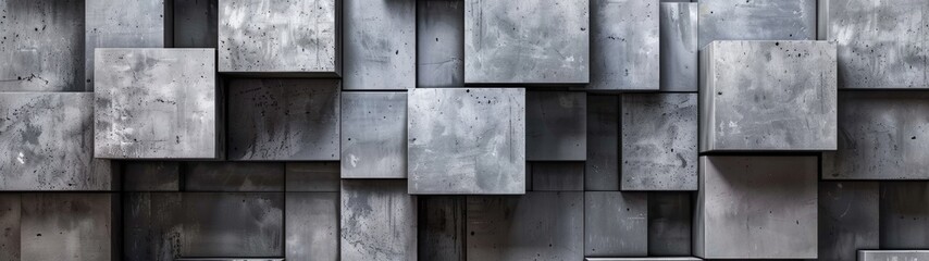 Urban Sophistication: Redefining Interiors with Abstract Concrete Cube Wallpaper