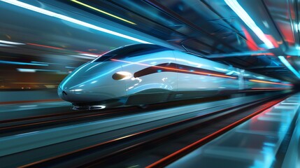 Futuristic high-speed train in motion
