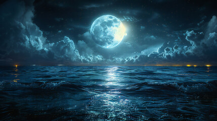 full moon over the sea