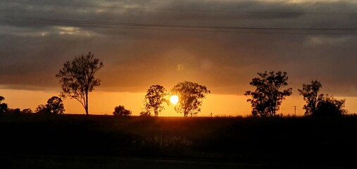 Morining, sunrise, early, Australian, sun, sky, orange, clouds, beautiful