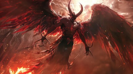 Naklejka premium Illustration of Lucifer, the fallen angel