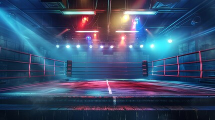 Empty ring boxing arena background generative ai