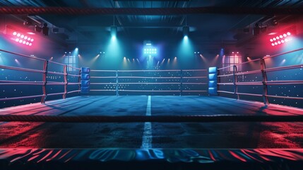 Empty ring boxing arena background generative ai