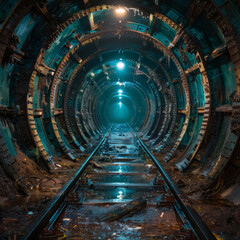 Fototapeta na wymiar Ein geheimer Untergrundtunnel, der zu einer verlorenen Zivilisation fÃ¼hrt. --stylize 750 Job ID: 6b281561-d182-45f3-91db-bd51ee2119ce