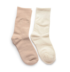 Different basic color socks on white background