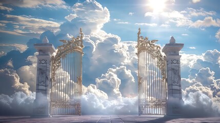 Pearly Gates. Gateway to heaven. A classic interpretation - obrazy, fototapety, plakaty