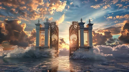 Wandcirkels aluminium Pearly Gates. Gateway to heaven. A classic interpretation © Ibad