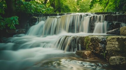 Fototapeta na wymiar exposure of a river or waterfall. generative ai