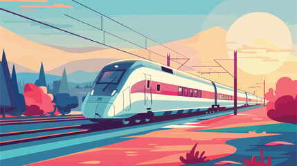 Buy train ticket online. flat vector illustration Vector