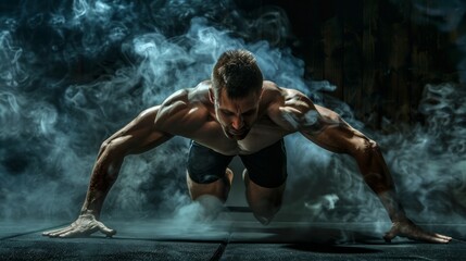 muscular man doing push-ups generative ai