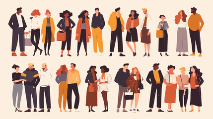 Vector stylized characters adult people set. Group