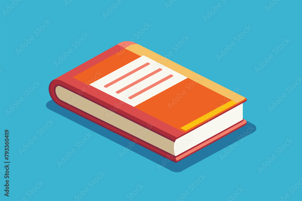 Poster a red book is placed neatly on top of a blue surface, creating a simple and minimalist composition, 