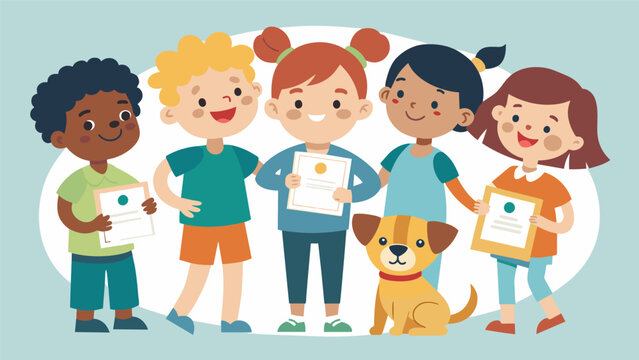 At the end of the day the children gathered in a circle each holding a certificate of completion for First Responsibility Pet Care Day. They