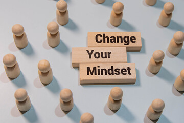 Change your mindset symbol. Concept words Change your mindset on wooden blocks.