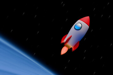 rocket illustration 3d, cartoon, illustration 3d