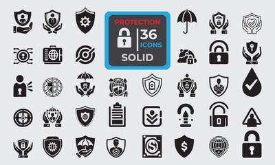 36 set of Protection icon symbols vector. Icon vector Ilustration for website, computer and mobile.