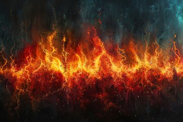 Witness the captivating display of fiery flames rising upwards from a solid black background, illuminating the darkness with a mesmerizing and intense heat