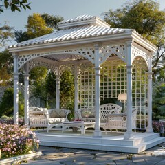 Obraz premium Provincial Style Gazebo: Picturesque and Chic Ultra High-Definition