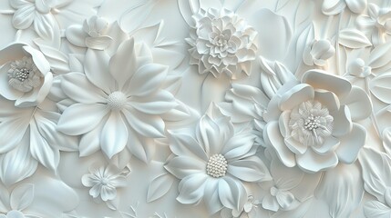 Embossed Flowers on Textured Plaster Surface