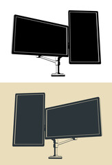 Dual monitor mount illustrations - 793369047