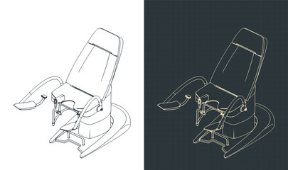 Gynecological examination chair isometric blueprints - 793369069