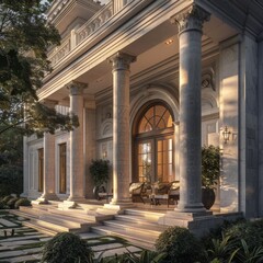 Obraz premium Grandeur in Architecture: Portico with Neoclassical Design in UHD 8K