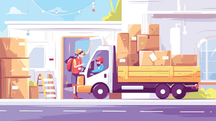 Warehouse delivery logistic service vector illustra