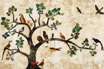 A branching tree diagram depicting the evolution of different species.