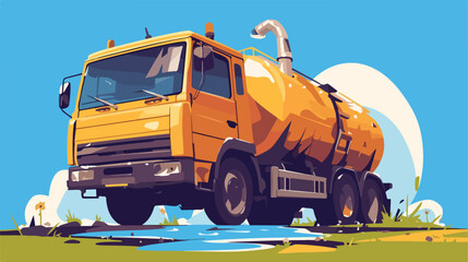 Water trucks 2d flat cartoon vactor illustration is