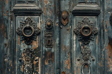 The Enigmatic Portal: A Blue Door with a Brass Lock and a Captivating Plaque.
