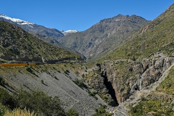 landscape of the interior of Chile on the way to Portillo