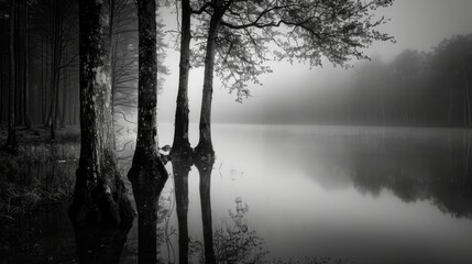 nature in black and white generative ai