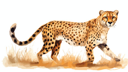 Watercolor Cheetah 2d flat cartoon vactor illustrat