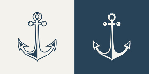 Vector Anchors. Anchor Silhouette Icon Set. Anchor with Outline. Anchor Design Template. Vector Illustration