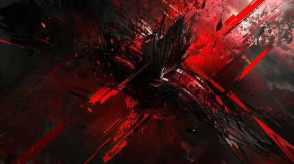 abstraction in dark techno with red style