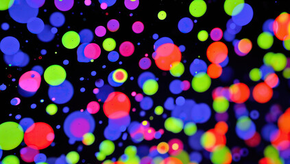 Abstract colorful dots on black background