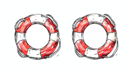 Lifebuoy Hand drawn style vector design illustrations