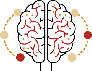 A brain with ideas  in motion