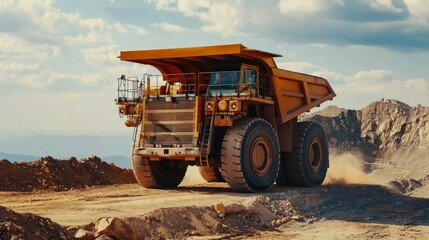 Massive mining dump truck in action