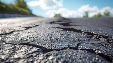 Split Roadway Showing Dangerous Crack