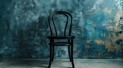 Vintage-style steam-bent wooden chair in rich black, featuring a classic backrest, set against an isolated backdrop