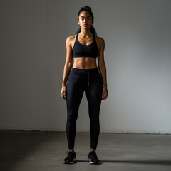 Full length portrait of a sporty african american woman standing in studio