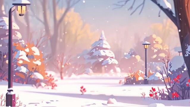 Winter landscape with snowy park vector