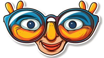 Fototapeta premium Groovy cartoon sticker hippy, vibrant, retro inspired design exuding a whimsical and psychedelic charm, perfect funky and eclectic touch. stick , white background, isolate, cut off