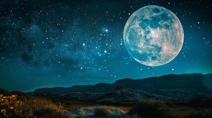 Fototapeta na wymiar moon and stars at night generative ai