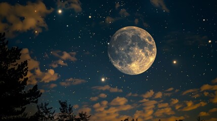 Obraz na płótnie Canvas moon and stars at night generative ai