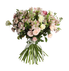 Naklejka premium Beautiful bouquet of fresh flowers isolated on white