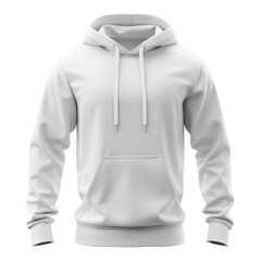A versatile white men s hoodie with long sleeves and a hood complete with a clipping path ready for your design mockups for print This template showcases sporty apparel isolated on white bac